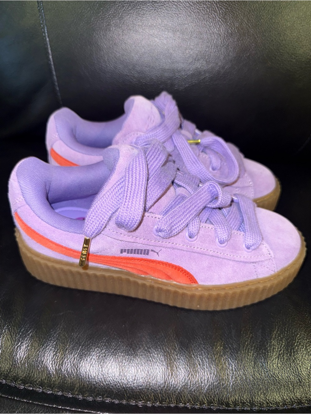 Rihanna Fenty x Puma Creeper Phatty Lavender with Orange Sneakers Womens 6.5